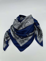 Navy & Light Blue Faceted Paisley