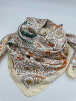 Cream & Orange Paisley Floral Lines