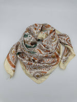 Cream & Orange Paisley Floral Lines
