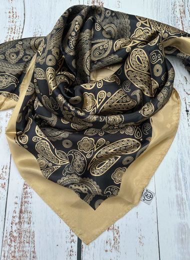 Black & Gold Border Paisley - The Thrifty Cowgirl, Co.