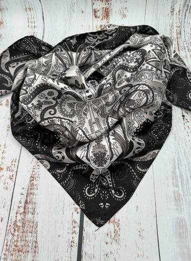 Black & Gray Cascading Paisley - The Thrifty Cowgirl, Co.