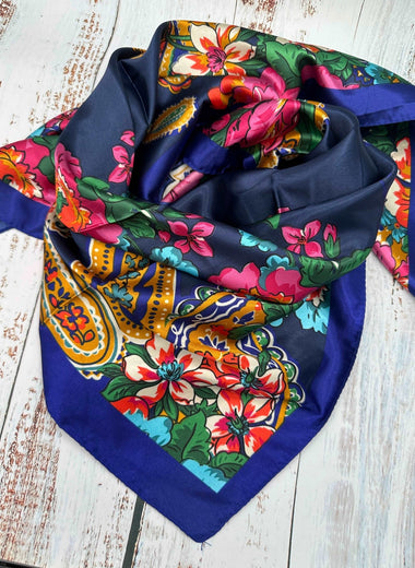 Bold Blue Floral Paisley - The Thrifty Cowgirl, Co.