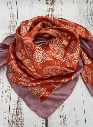 Burnt Orange Paisley & Dusty Pink Border - The Thrifty Cowgirl, Co.