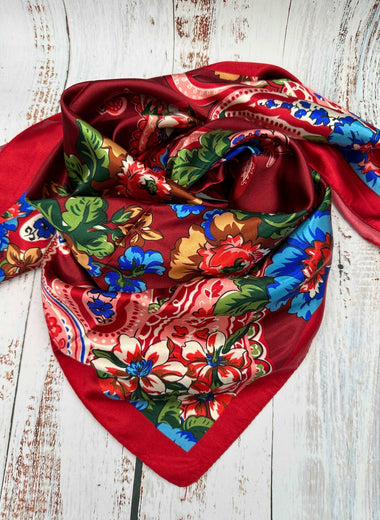 Red Bold Floral Paisley
